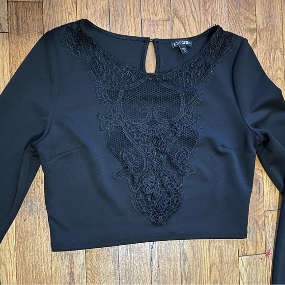 Express Tops - Express Black Lace Accent Blouse
